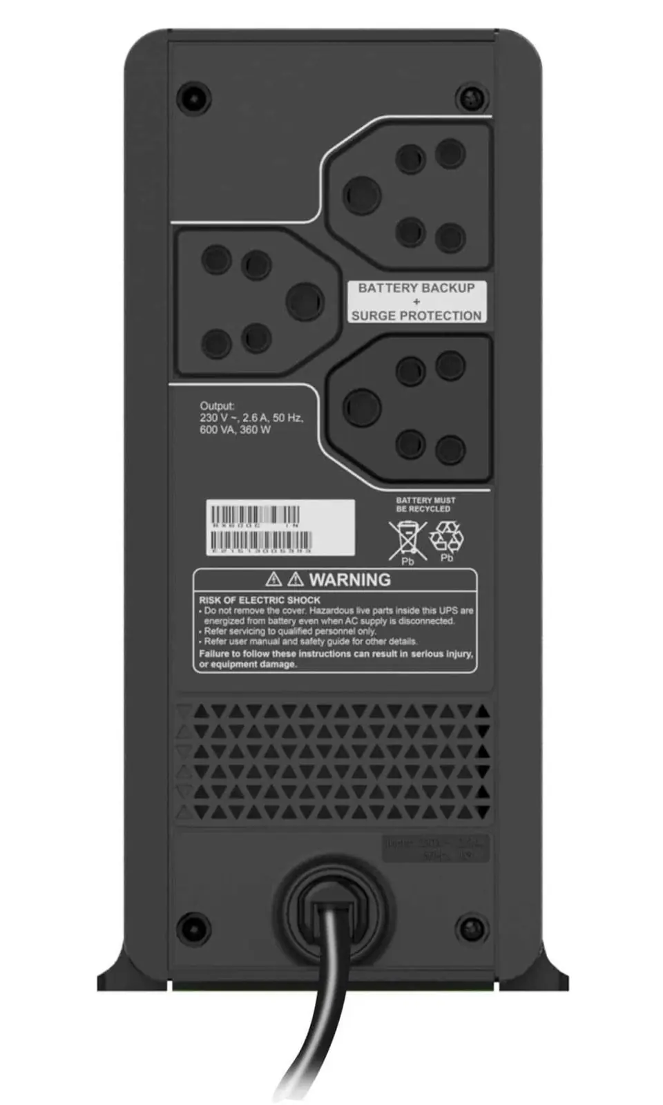 APC Back-UPS 600VA, 230V | 2 Years Warranty | BX600C-IN 2 APC Back-UPS 600VA, 230V | 2+1 Years* Warranty | BX600C-IN (Extended Warranty)
