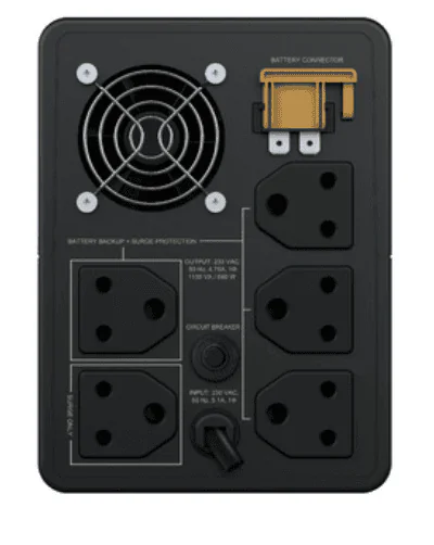 APC Back-UPS, 1100VA, Tower, 230V, 5 India 3-pin 6A Outlets, AVR, W/O Auto Shutdown Software | BX1100I-IN | 2 Years Std. Warranty