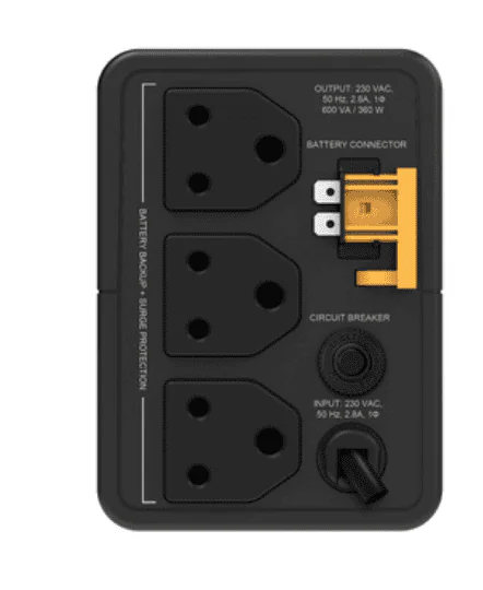 APC Back-UPS, 600VA, Tower, 230V, 3 India 3-pin 6A Outlets, AVR, W/O Auto Shutdown Software| 2 Years Warranty | BX600I-IN 2 APC Back-UPS, 600VA, Tower, 230V, 3 India 3-pin 6A Outlets, AVR, W/O Auto Shutdown Software| 2 Years Warranty | BX600I-IN